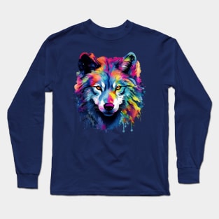 Tie dye Wolf Long Sleeve T-Shirt